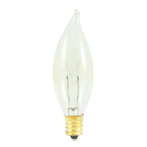Bulbrite 25CFC/25/3 25 Watt Incandescent CA8 Flame Tip Chandelier Bulb, Candelabra Base, Clear - Cheap-Us