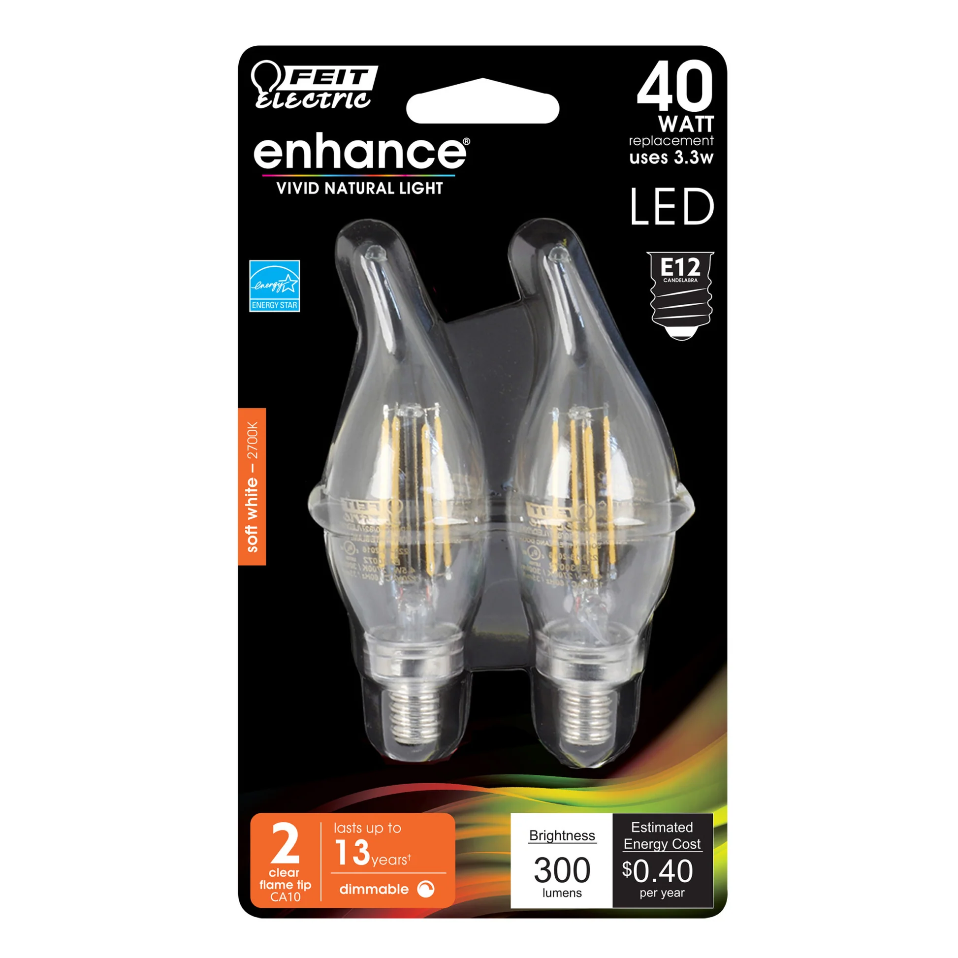 300 Lumen 2700K Dimmable Flame Tip LED - Cheap-Us