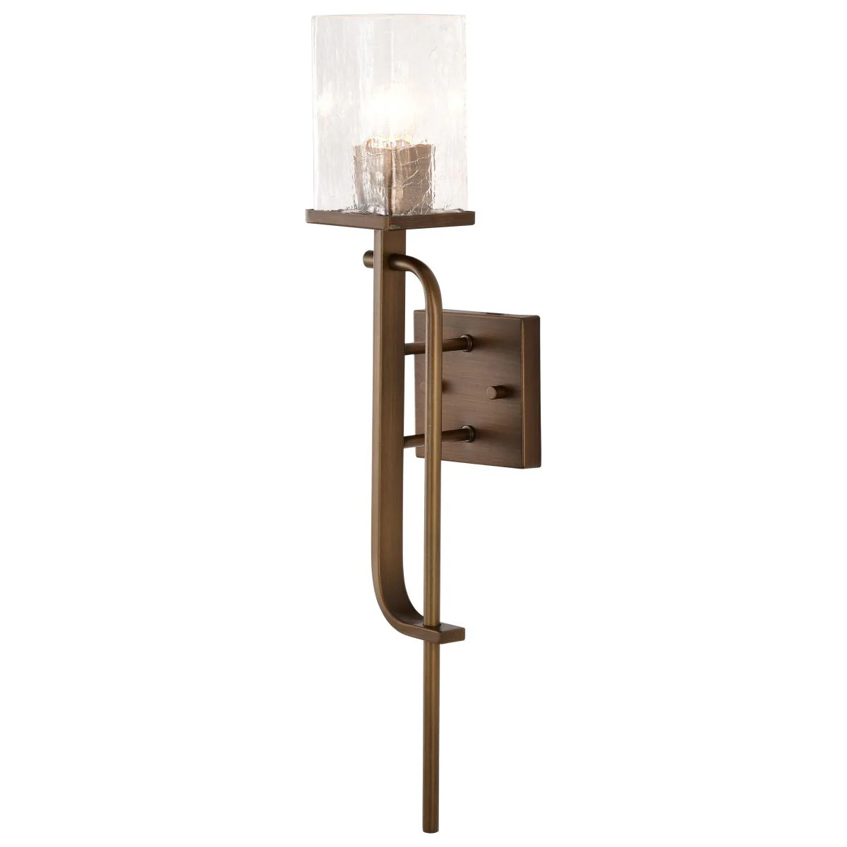 60-7749 TERRACE 1 LIGHT WALL SCONCE Terrace 1 Light Wall Sconce; Natural Brass Finish; Crackel Glass - Cheap-Us