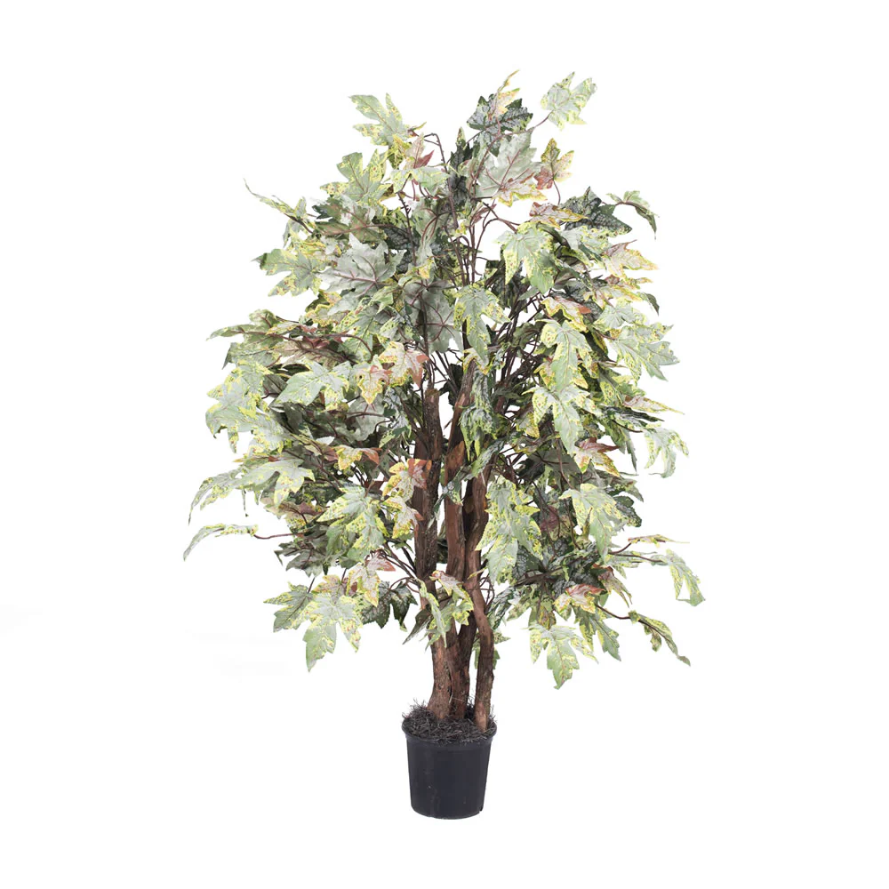 Vickerman 4' Artificial Frosted Maple Extra Full Bush Black Plastic Pot. - Cheap-Us