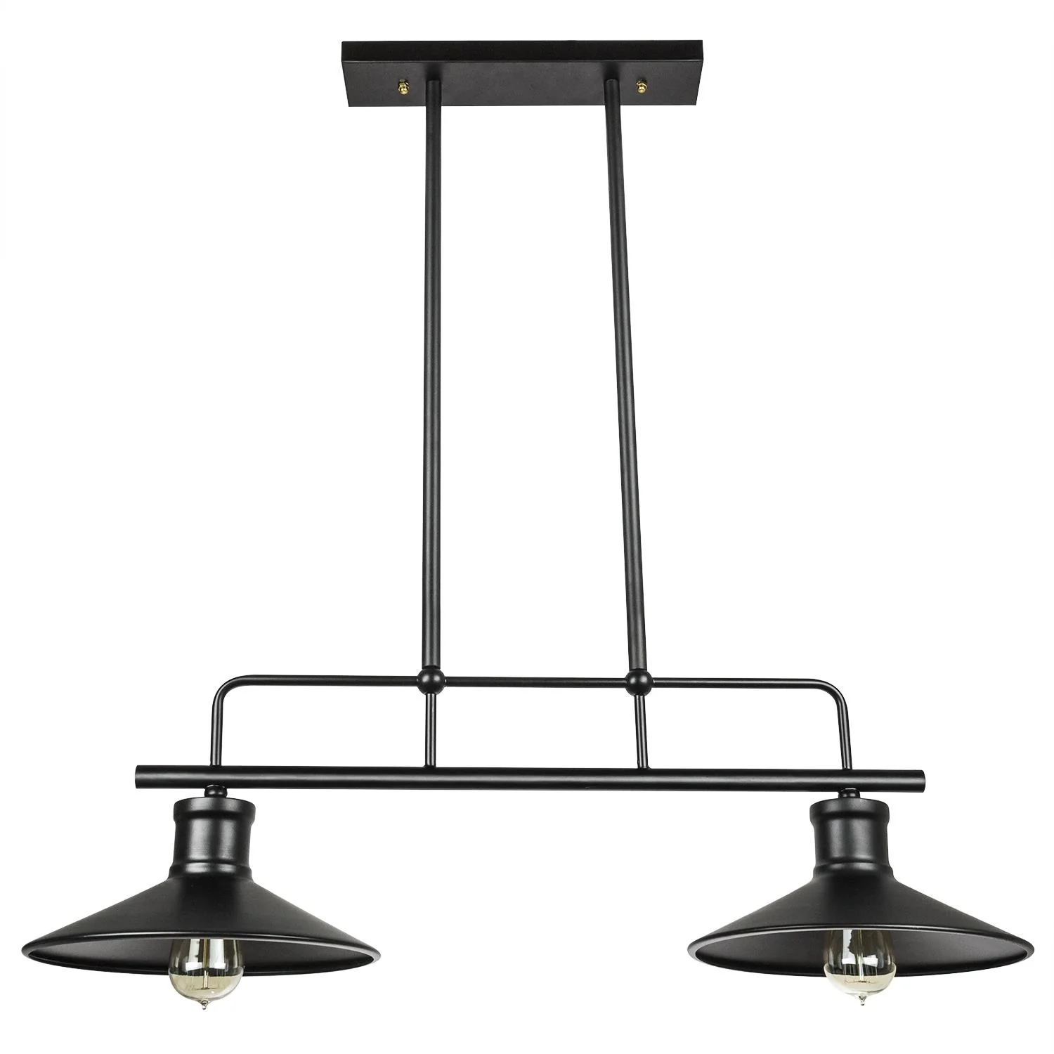 Sunlite Double Shade Pendant Vintage Antique Style Fixture, Matte Black Finish - Cheap-Us