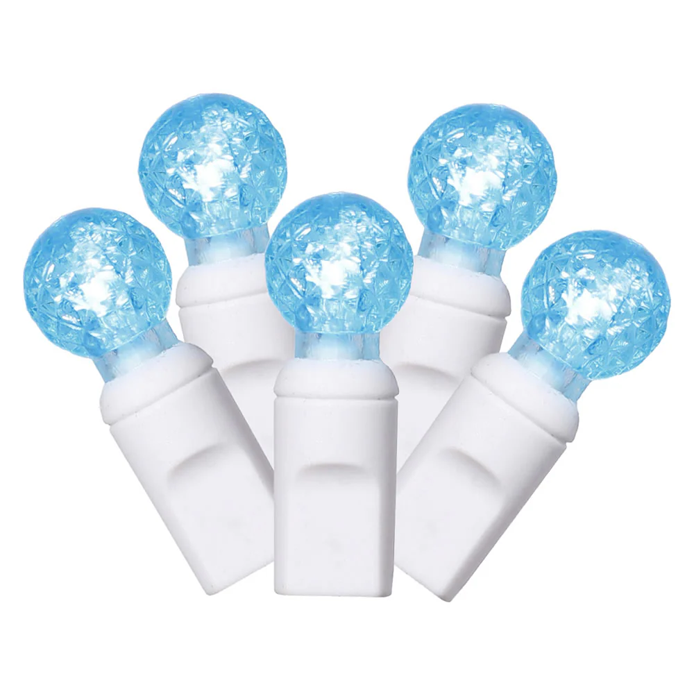 Vickerman 50 Teal G12 LED Light on White Wire 25' Christmas Single Mold Light Strand - Cheap-Us