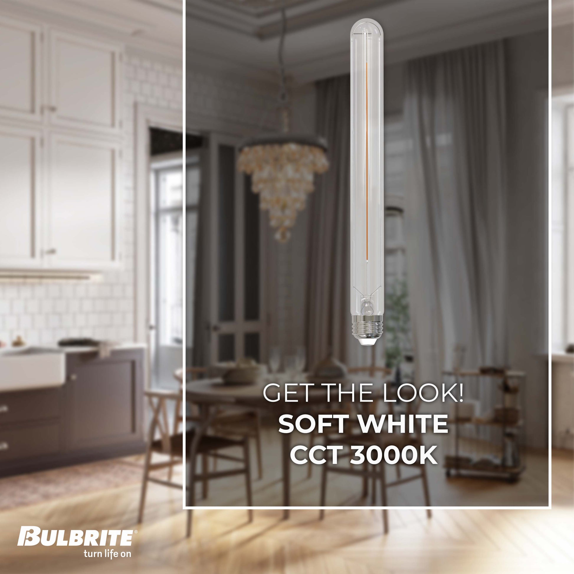 Bulbrite LED Filament Pack of (4) 5 Watt Dimmable 7.5 Inch T9 Light Bulb with Clear Glass Finish and Medium (E26) Base - 2700K (Warm White Light), 300 Lumens - Cheap-Us