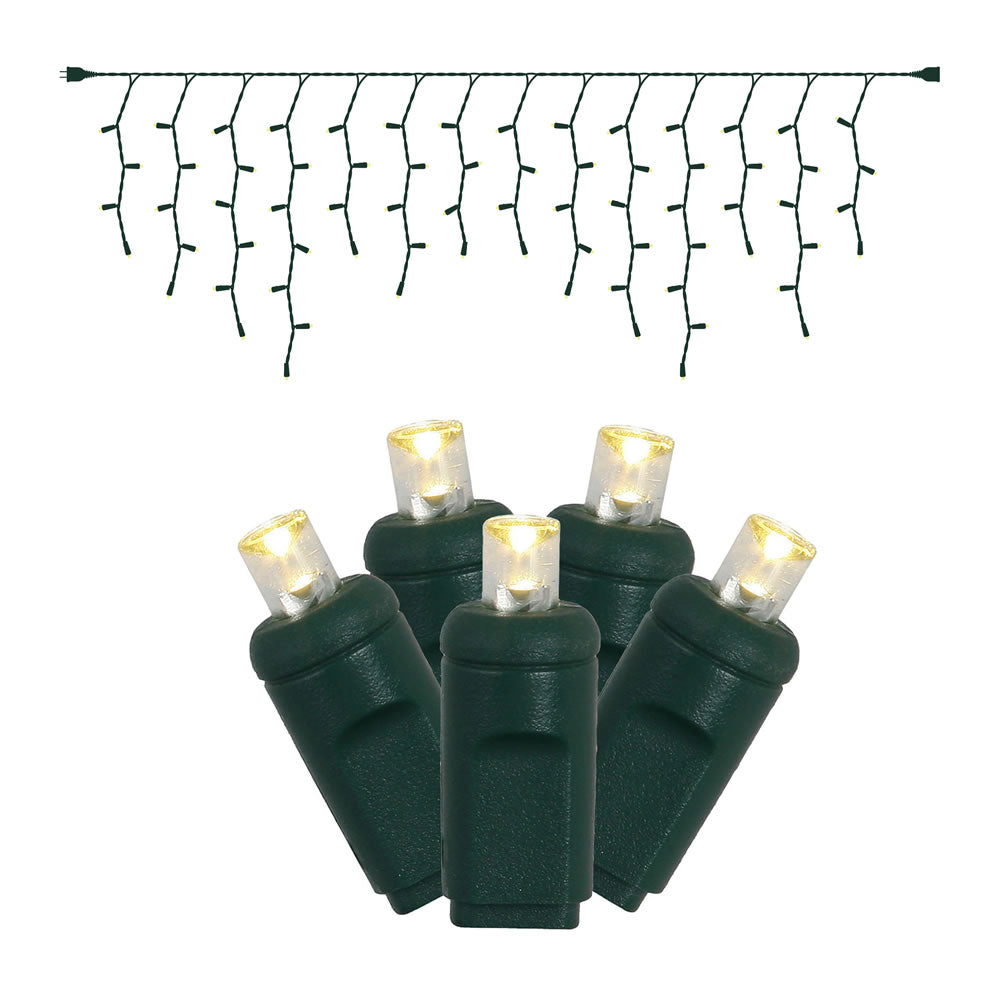 Vickerman 70 Pure White Wide Angle LED Icicle Light on Green Wire 9' Light Strand. - Cheap-Us