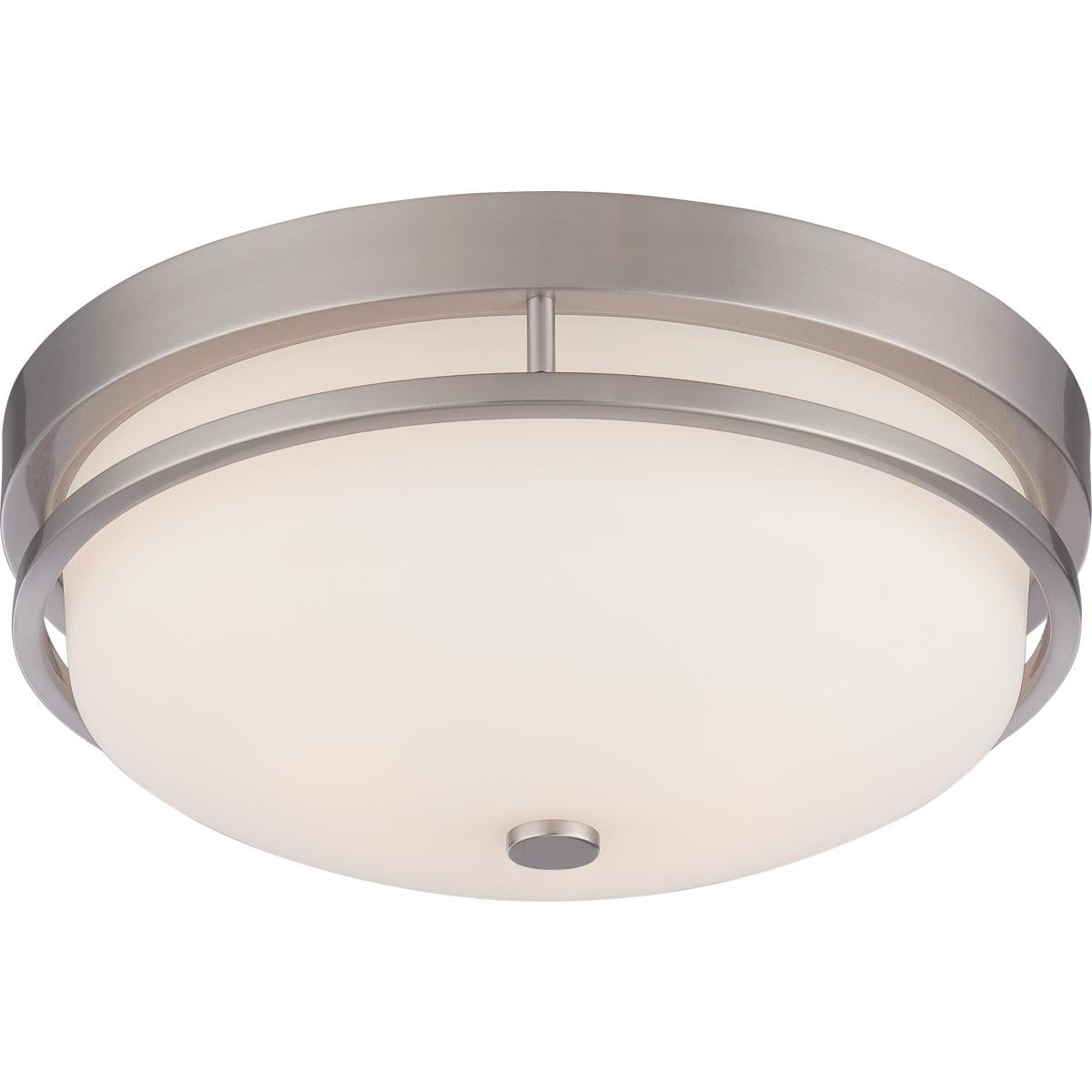 Satco Nuvo Neval 2-Light Flush Fixture With Satin White Glass - Brushed Nickel/Sudbury Bronze - 60W - 120V - Cheap-Us