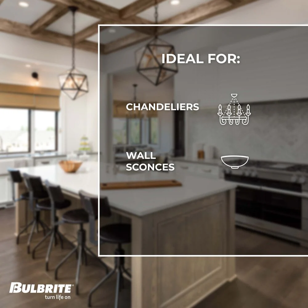 Bulbrite LED Filament Pack of (4) 6.5 Watt Dimmable CA10 Light Bulbs with a Clear Finish and Candelabra (E12) Base - 3000K (Soft White Light), 750 Lumens - Cheap-Us