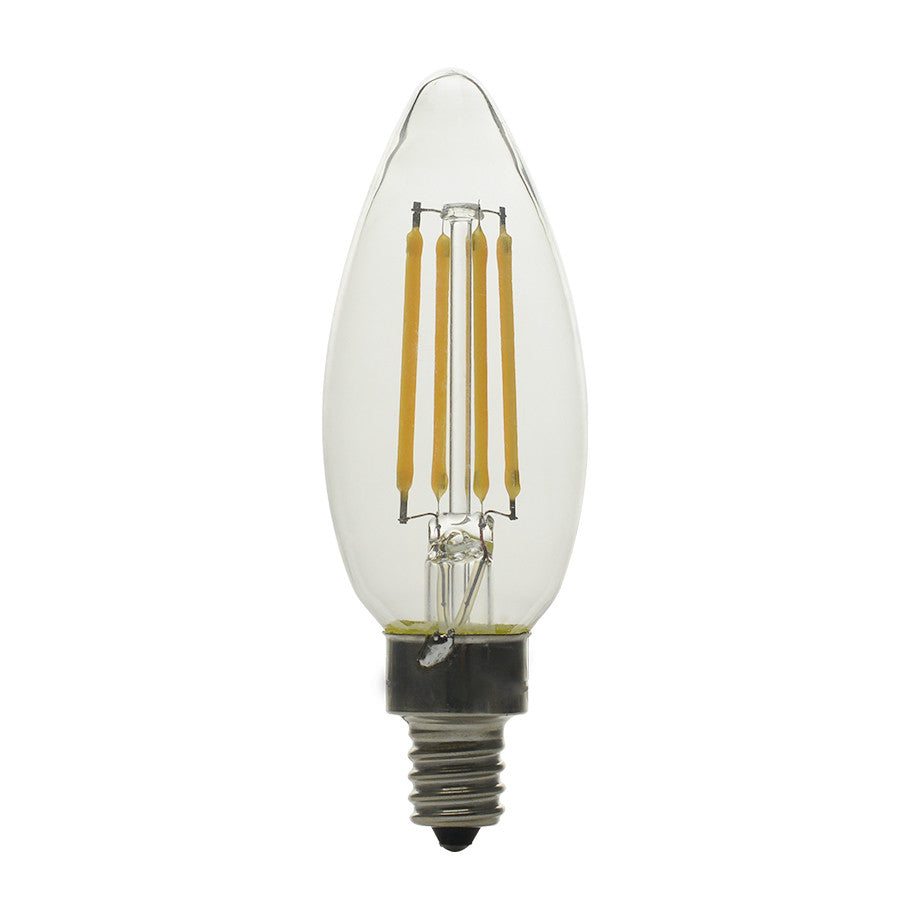 Luxrite LED B11 Torpedo Tip Chandelier Light Bulb, E12 Candelabra Base, 5W, 5000K - Bright White, 500 Lumens, 80 CRI, Clear Finish, Dimmable (LR21598) - Cheap-Us