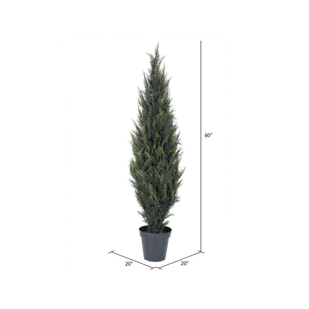Vickerman 5' Artificial UV Resistant Pond Cypress Tree in Two Tone Green Pot. - Cheap-Us