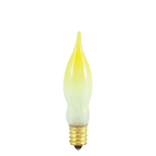 Bulbrite 7.5CFFY/15/3 7.5 Watt Incandescent CA5 Flame Tip Chandelier Bulb, Candelabra Base, Yellow - Cheap-Us