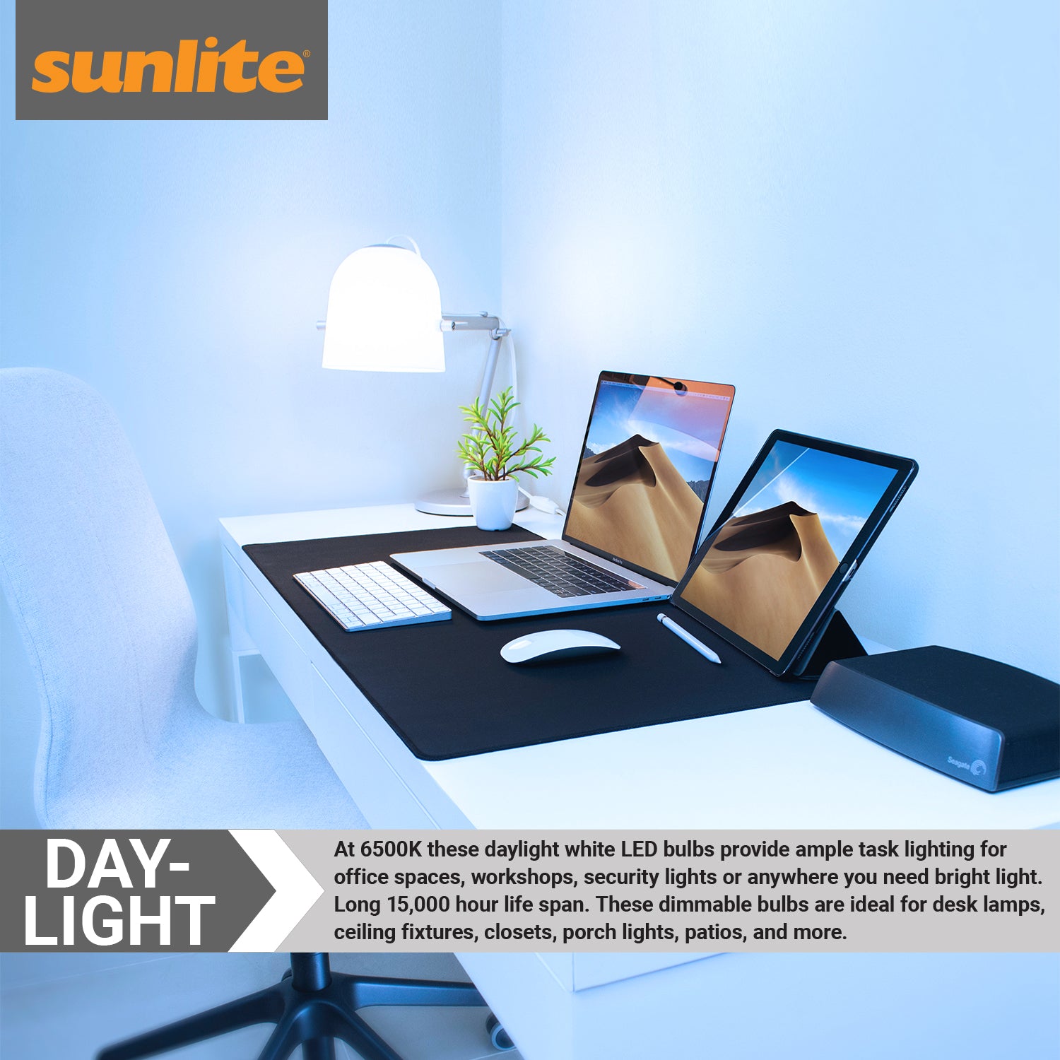 Sunlite 80594-SU LED A19 Light Bulb, 9 Watts (60W Equivalent), 800 Lumens, Dimmable, Medium Base (E26), UL Listed, 65K - Daylight 1 Pack - Cheap-Us