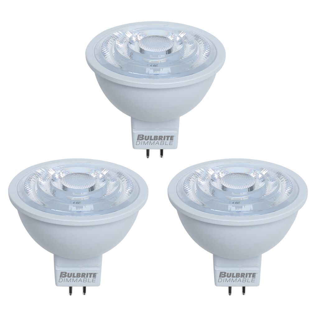 Bulbrite Pack of (3) 6.5 Watt Dimmable MR16 Flood LED Light Bulbs with Bi-Pin (GU5.3) Base, 2700K Warm White Light, 500 Lumens - Cheap-Us