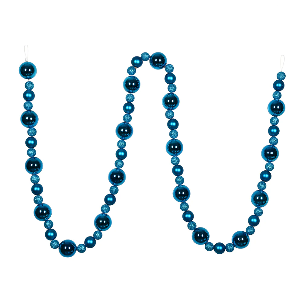 Vickerman 9' Turquoise Assorted Christmas Ball Ornament Garland - Cheap-Us