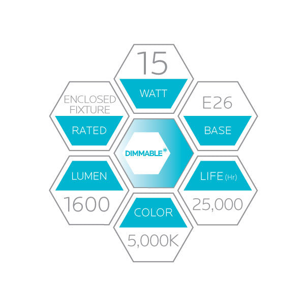 Luxrite LED A19 Light Bulb, E26 - Medium Base, 15W, 5000K - Bright White, 1600 Lumens, 80 CRI, Frost Finish, Dimmable, Pack of 12 (LR21443) - Cheap-Us