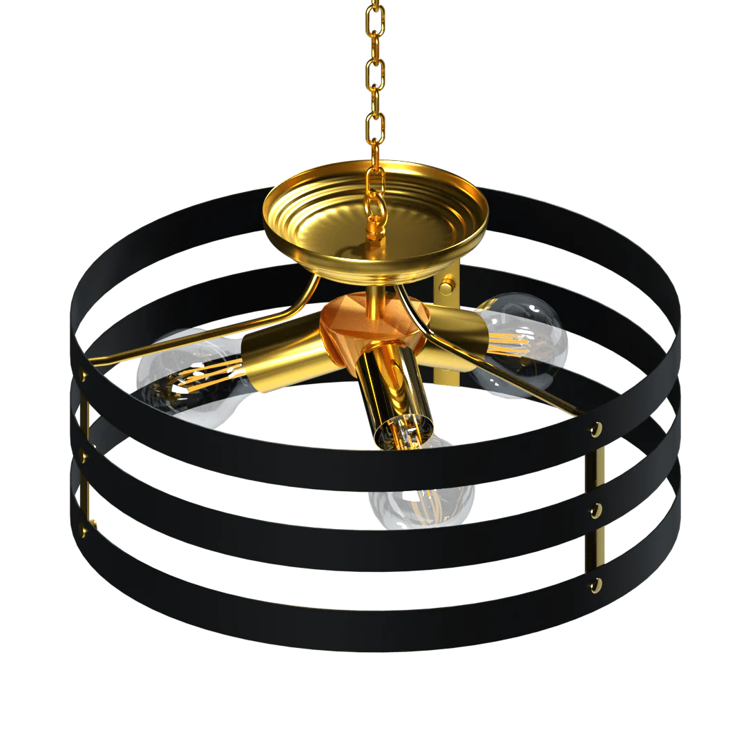 Banda Three Light Farmhouse Round Cage Pendant Fixture - Cheap-Us