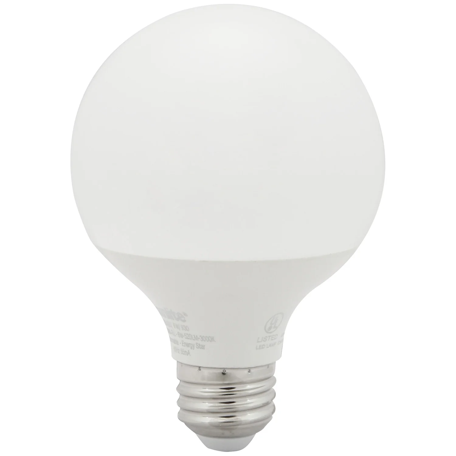 LED G25 Globe Light Bulb, 6 Watts (60W Equivalent), Standard E26 Base, 520 Lumens, Dimmable, Frosted, Energy Star, 90 CRI, 5000K Daylight, 1 Pack - Cheap-Us
