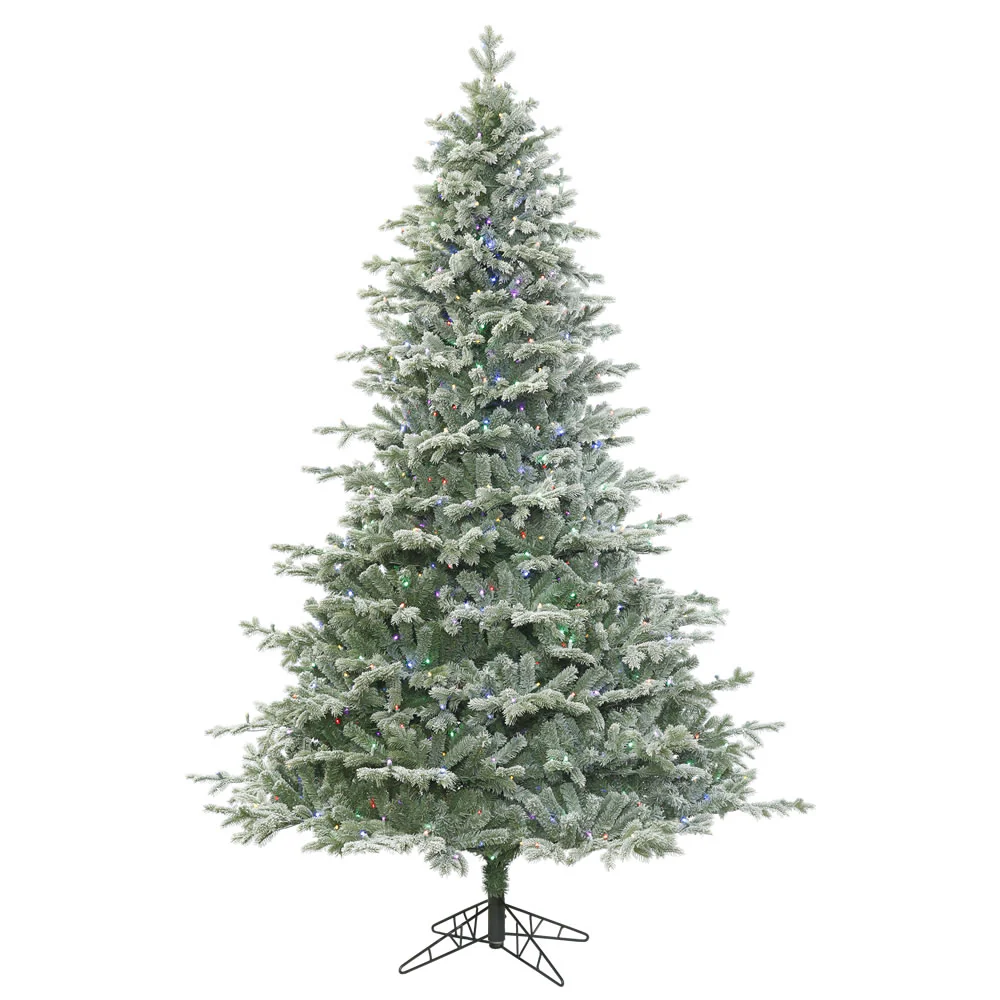 Vickerman 14' Frosted Denton Spruce Artificial Christmas Tree with 2200 Multi-Colored LED Lights - Cheap-Us