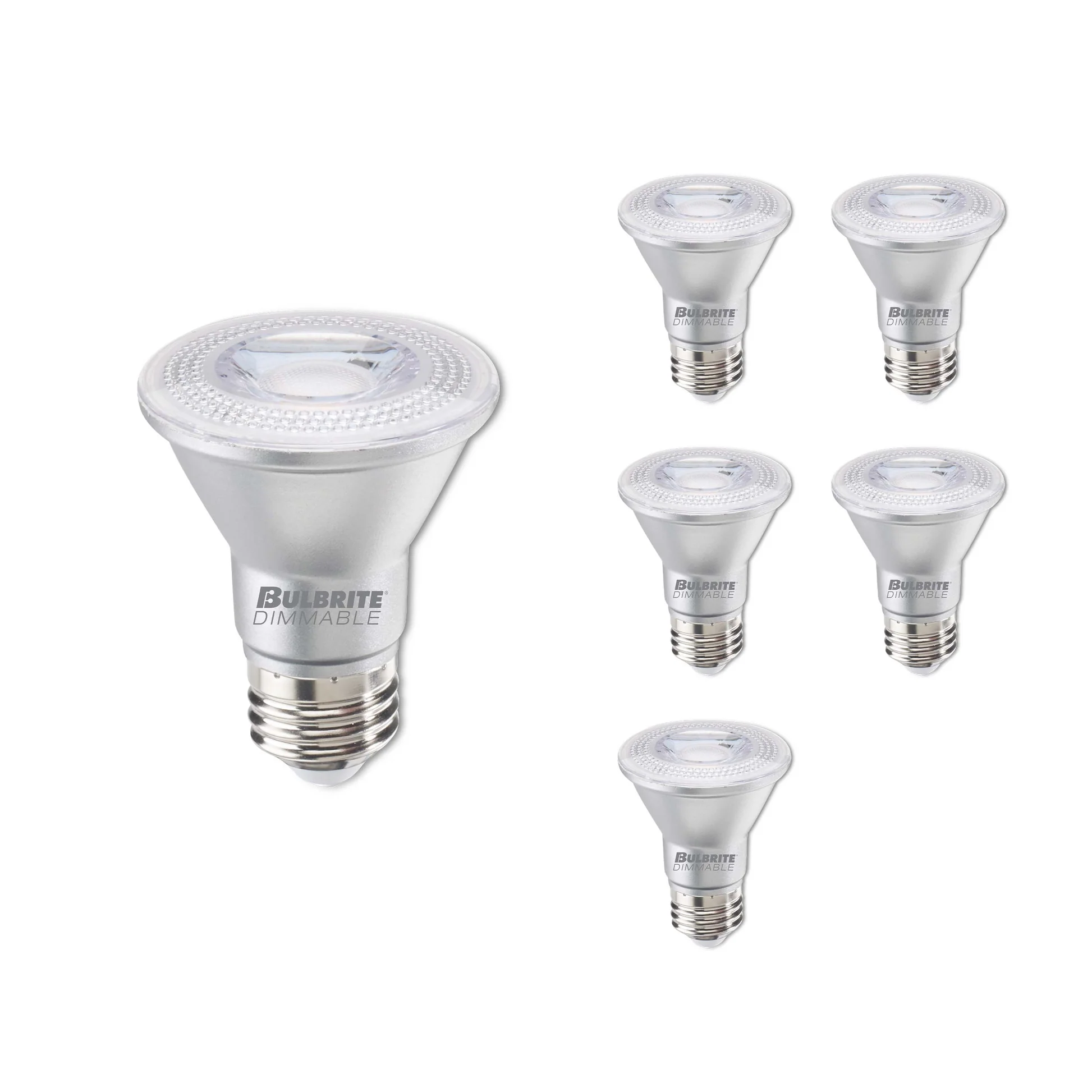 Bulbrite Pack of (6) 7 Watt Dimmable Narrow Flood PAR20 Medium (E26) LED Bulb - 500 Lumens, 2700K, and 80 CRI - Cheap-Us