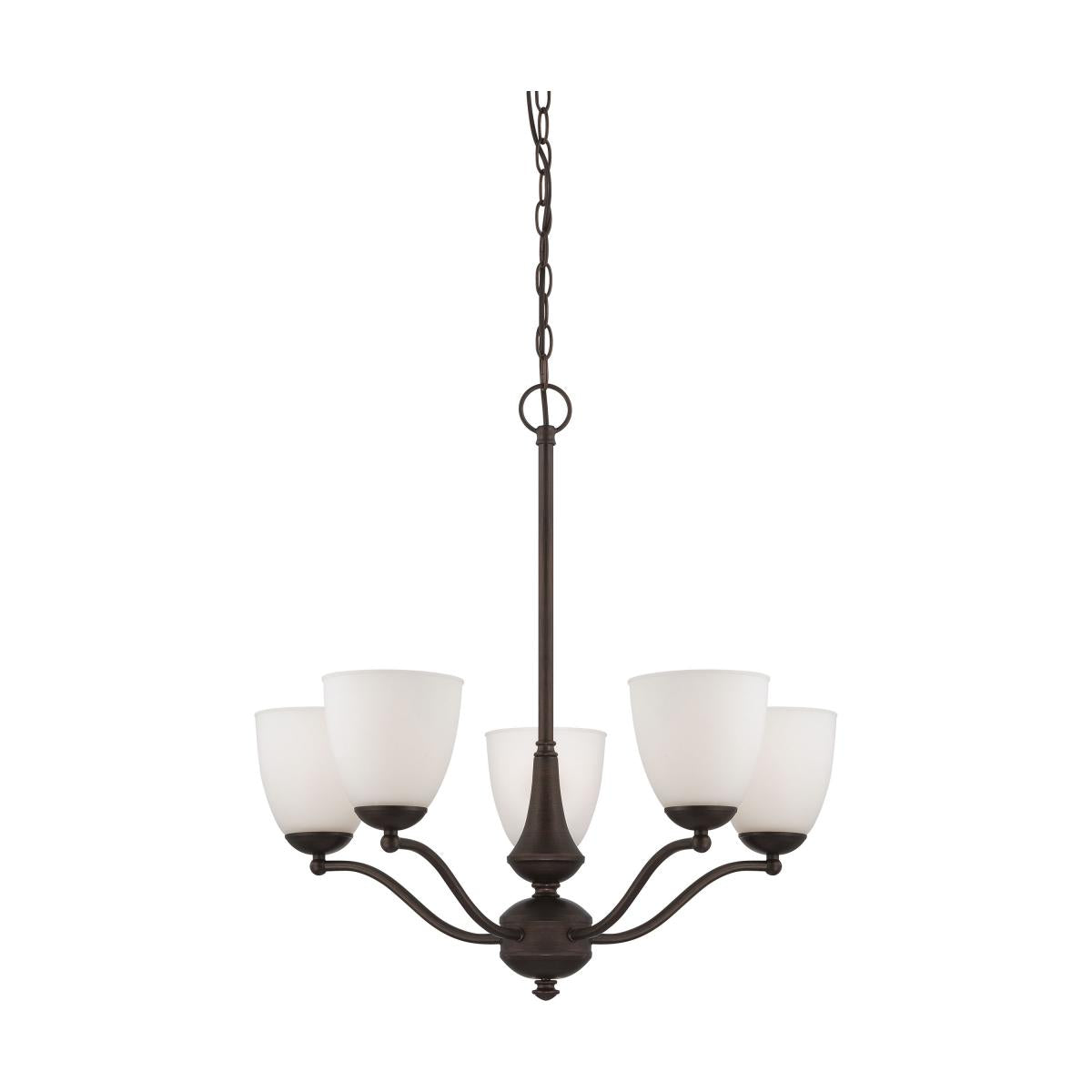 Satco Nuvo Patton 3-5 Light Chandelier - Arms Up/Down - With Frosted Glass - Cheap-Us