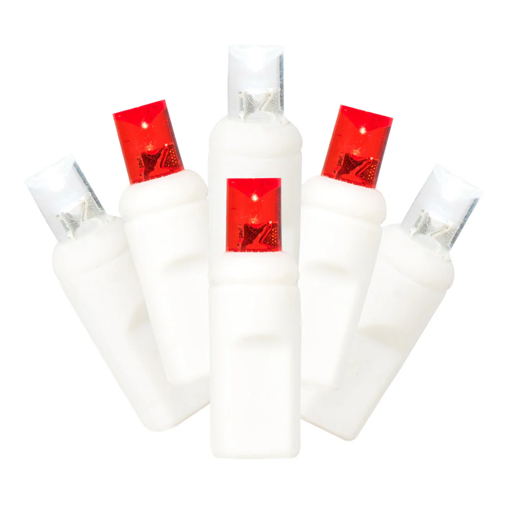 Vickerman 50 Red-White Wide Angle LED Light on White Wire 25' Christmas Single Mold Light Strand - Cheap-Us