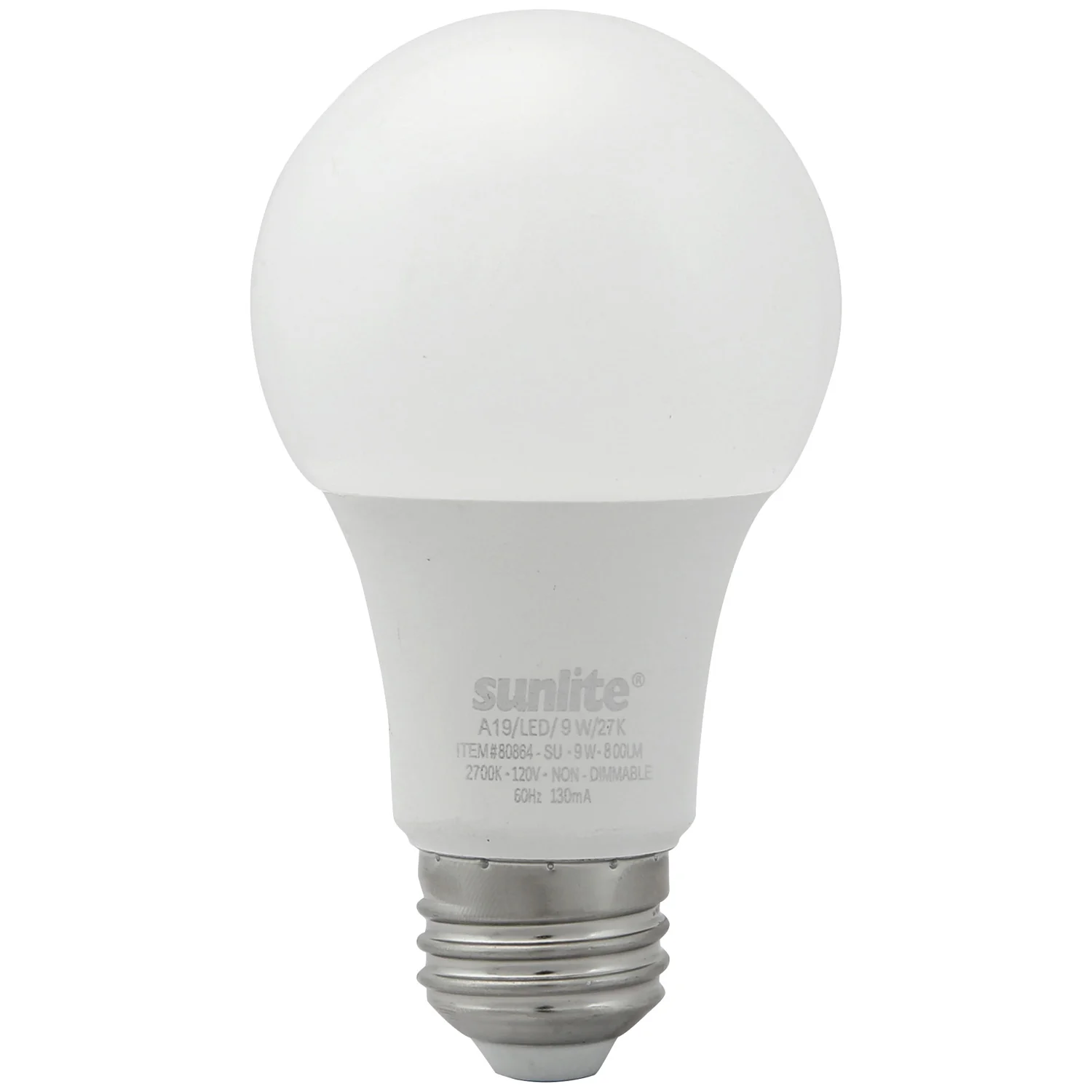 Sunlite 80864-SU LED A19 Light Bulbs, 9 Watts (60W Equivalent), 800 Lumens, Medium Base (E26), Non-Dimmable, Frost, UL Listed, 2700K Warm White, 3 Count - Cheap-Us
