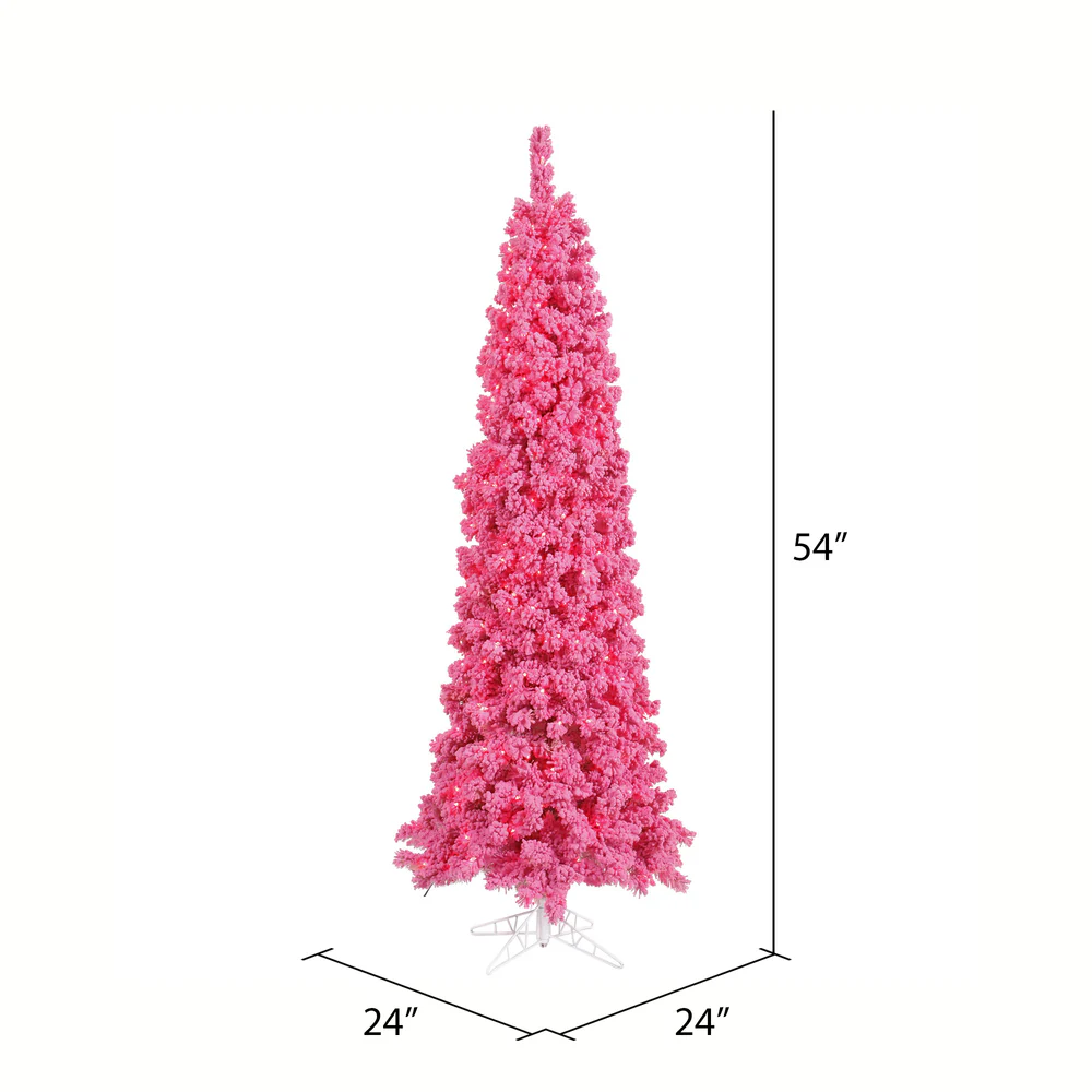 Vickerman 4.5' Unlit Flocked Pink Slim Fir Artificial Christmas Tree - Cheap-Us