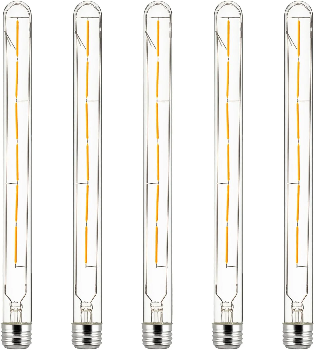 Sunlite 80519 LED Filament T8 Tubular Light Bulb, 5 Watts (40W Equivalent), 450 Lumens, Medium E26 Base, 120 Volts, Title-20 Compliant, Dimmable, 90 CRI, ETL Listed, 2200K Amber, 5 Pack - Cheap-Us