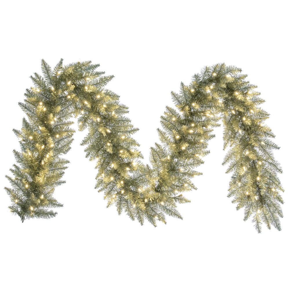 Vickerman 9' Champagne Artificial Christmas Garland Warm White Dura-Lit LED lights. - Cheap-Us