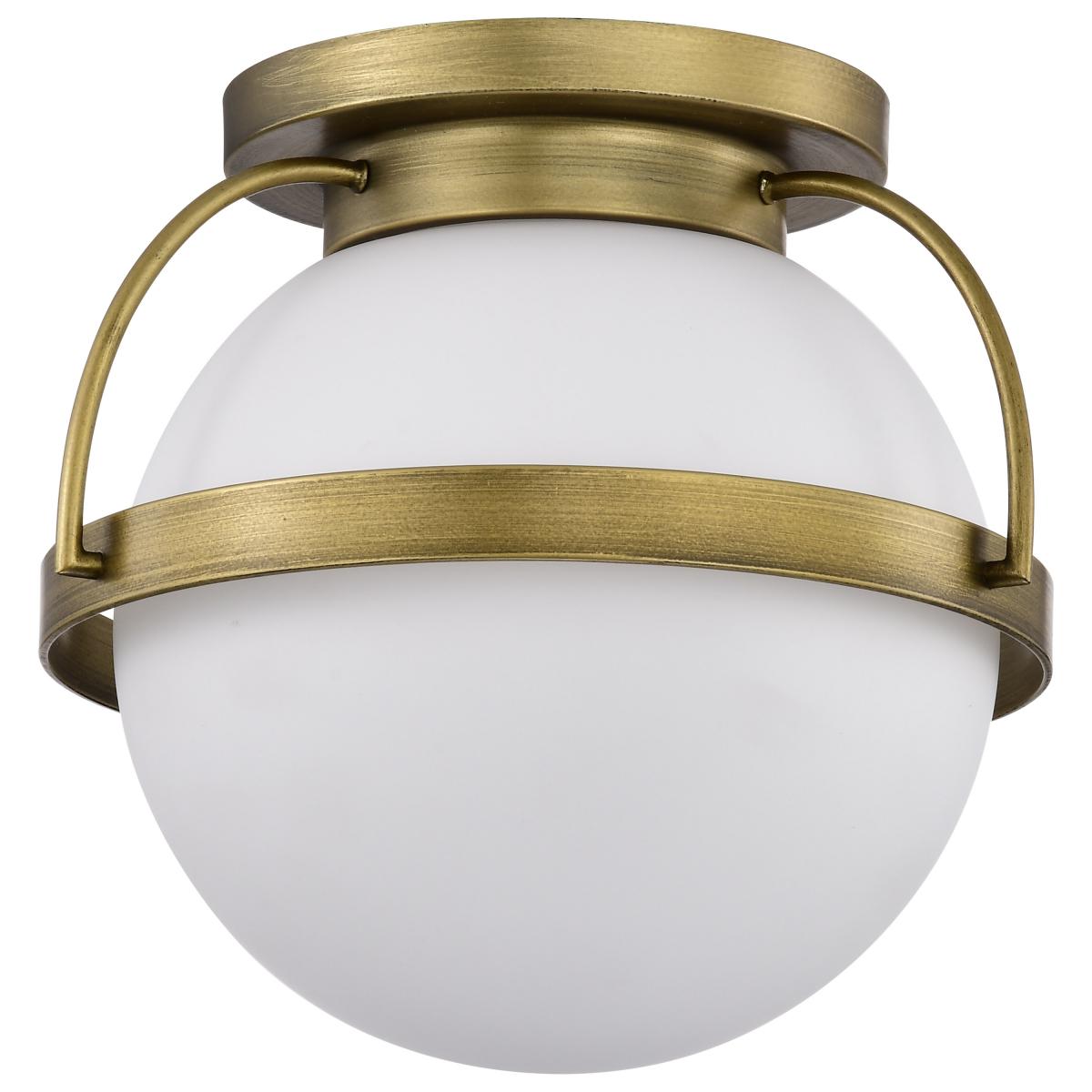 Satco Nuvo Lakeshore 1 Light Small to Large Flush Matte Black And Natural Brass Finish With White Opal Glass - Cheap-Us