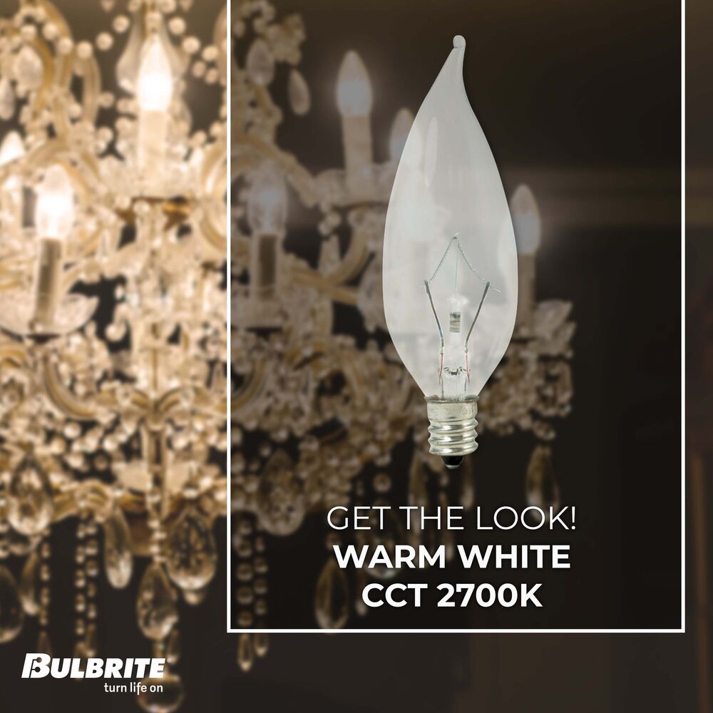 BULBRITE KRYPTON CA10 CANDELABRA SCREW (E12) 25W DIMMABLE LIGHT BULB 2700K/WARM WHITE 20PK (460325) - Cheap-Us