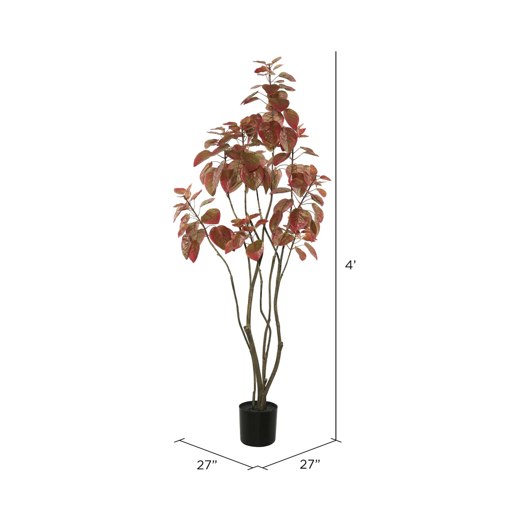 Vickerman 4' Artificial Red Potted Rogot Tree. - Cheap-Us