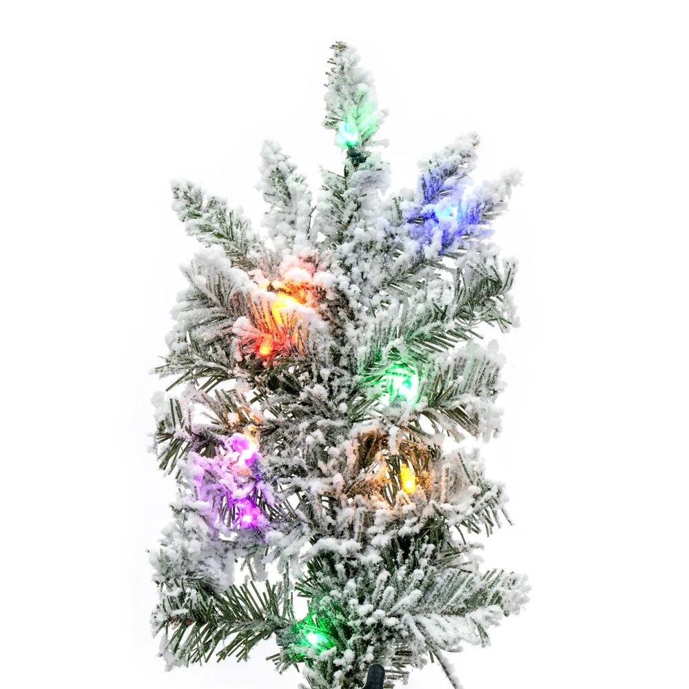Vickerman 9' Flocked Utica Fir Slim Artificial Christmas Tree Multi-Colored LED Lights - Cheap-Us