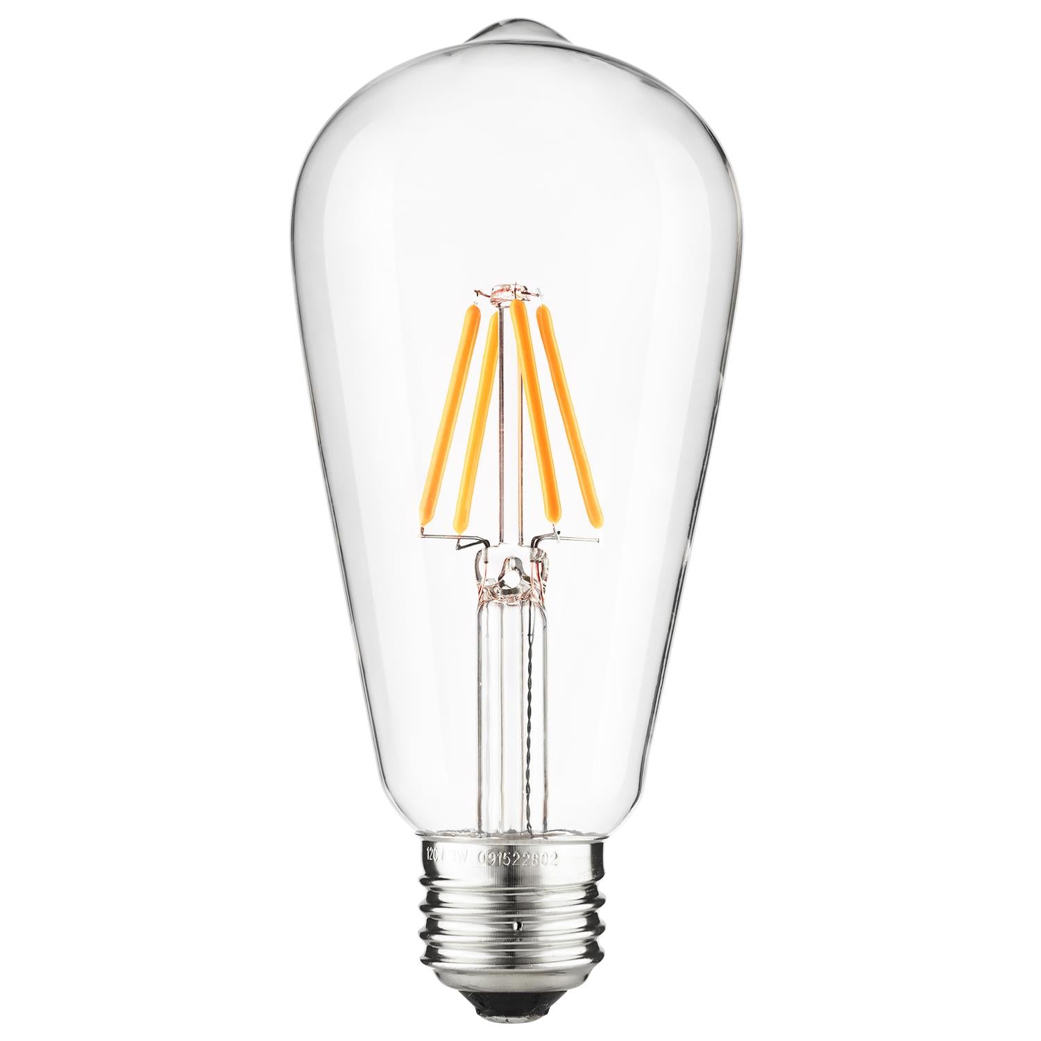 Sunlite ST19 LED Filament Style Bulb, 4.5 Watts (40W Equivalent), Clear Finish, 2200K  Warm White, Medium Base (E26) - Cheap-Us