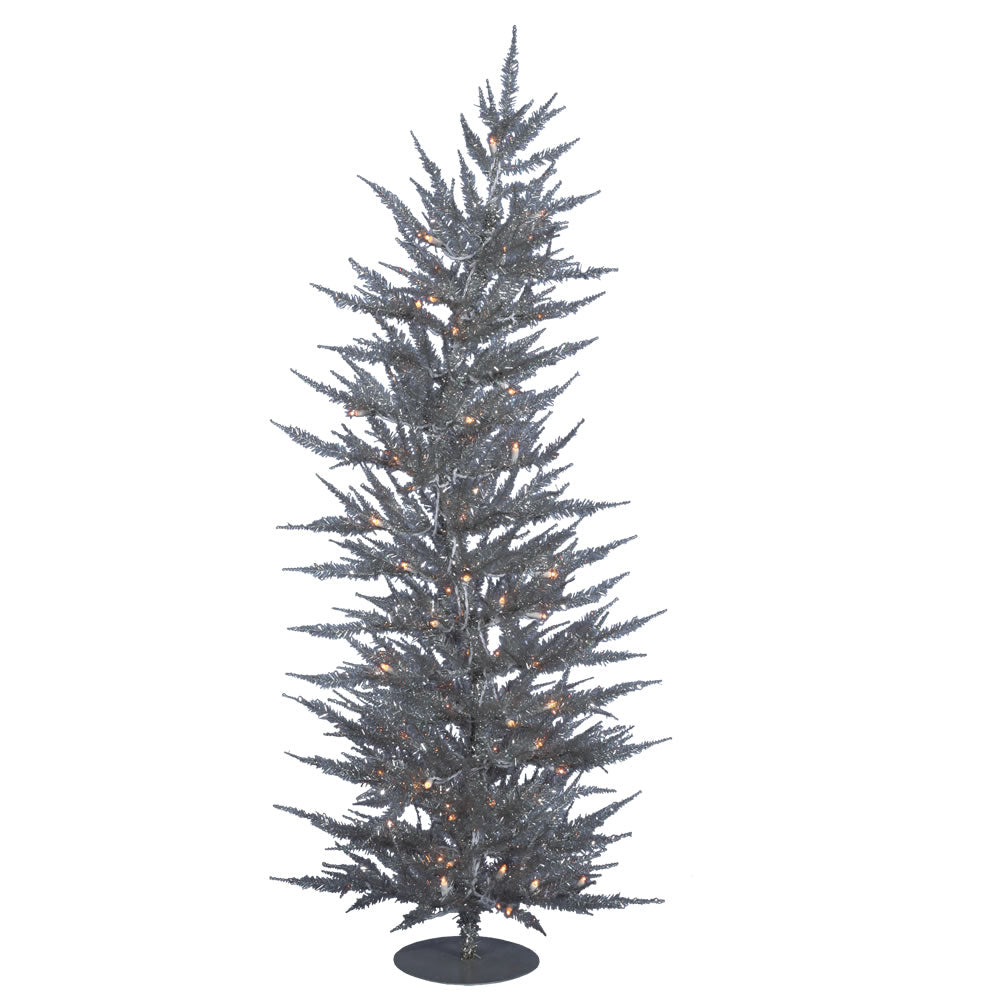 Vickerman 6' Silver Laser Artificial Christmas Tree Warm White Dura-lit LED Lights - Cheap-Us