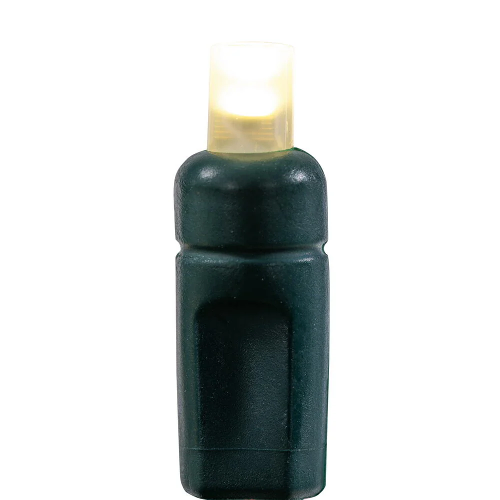 Vickerman 50 Frosted Warm White Wide Angle Single Mold End-Connecting LED Light Set with 22 Gauge Green Wire, 3