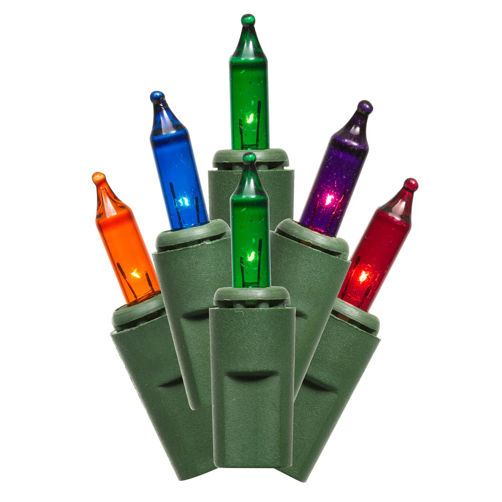 Vickerman 50 Multi-color Dura-lit Mini Light on Green Wire, 37' Christmas Light Strand - Cheap-Us