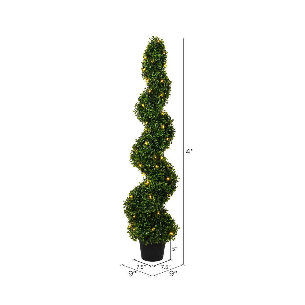 Vickerman 4' Artificial Potted Green Boxwood Spiral Tree - Cheap-Us
