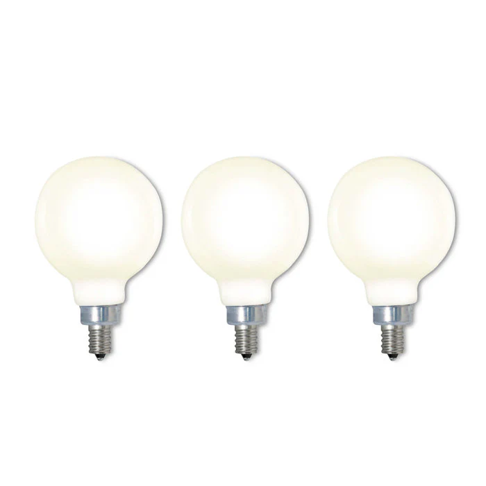 BULBRITE LED G16 CANDELABRA SCREW (E12) 4W FULLY COMPATIBLE DIMMING FILAMENT MILKY LIGHT BULB 2700K/WARM WHITE 40W INCANDESCENT EQUIVALENT 3PK (776612) - Cheap-Us