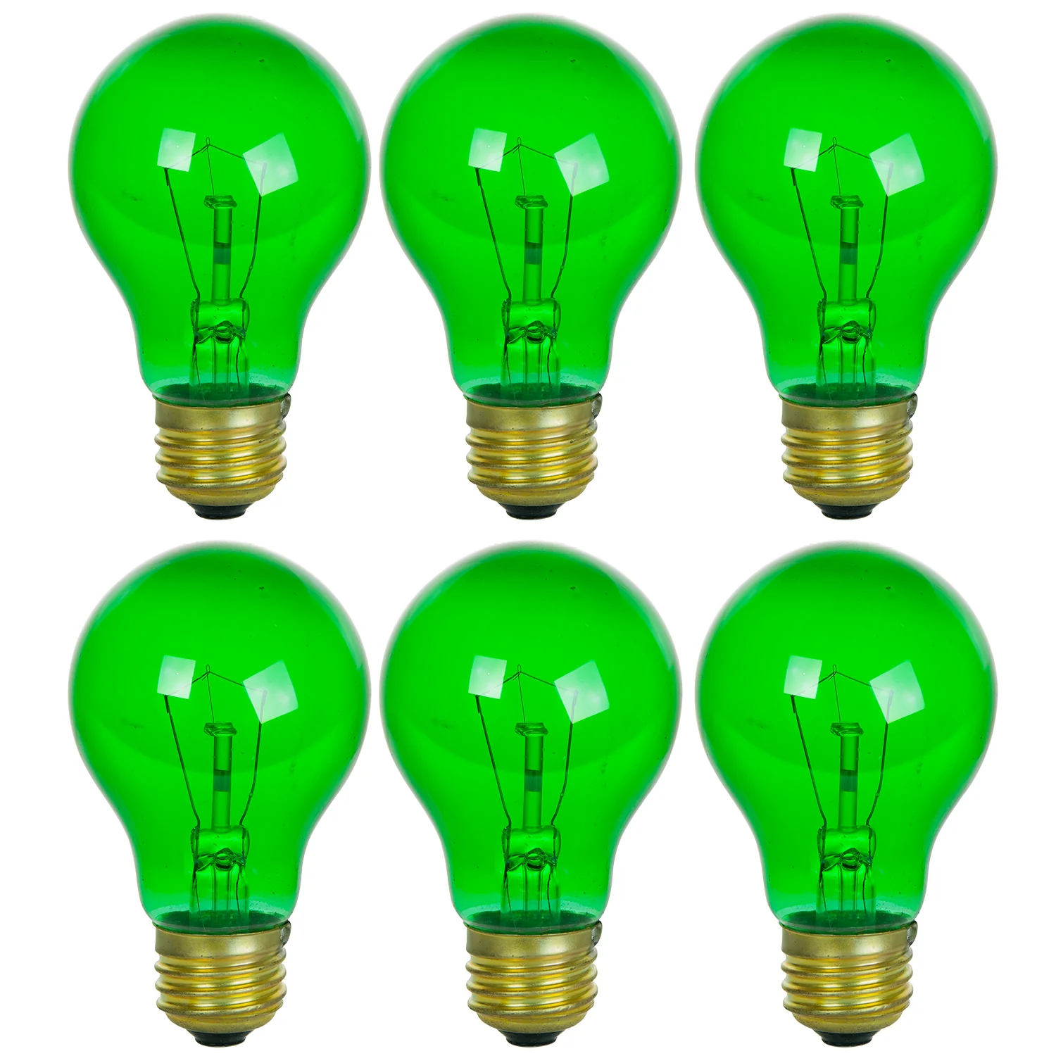 Sunlite 25A/TB/G/6PK Incandescent Green A19 25W Light Bulbs with Medium E26 Base (6 Pack) - Cheap-Us