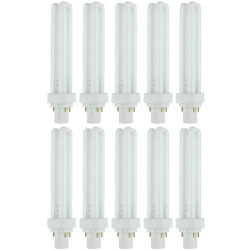 Sunlite PLD26/E/SP30K/10PK 3000K Warm White Fluorescent 26W PLD Double U-Shaped Twin Tube CFL Bulbs with 4-Pin G24q-3 Base (10 Pack) - Cheap-Us