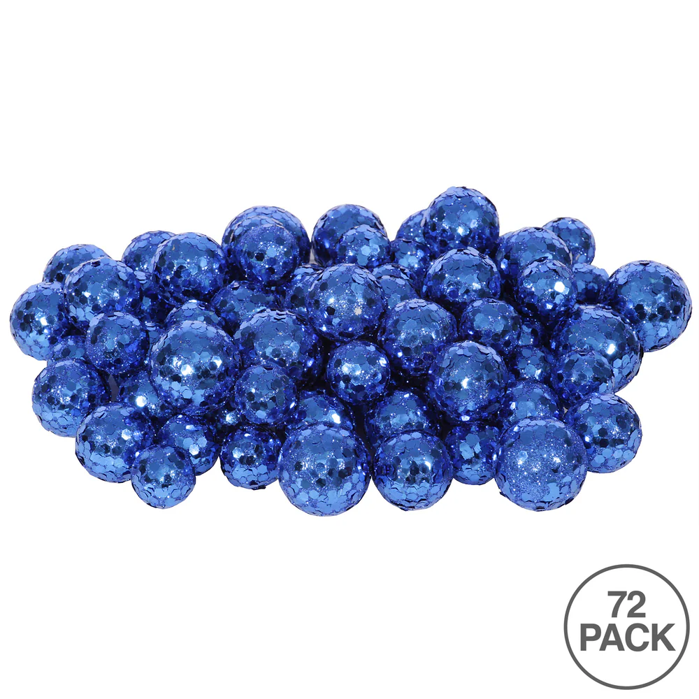 Vickerman 20MM/25MM/30MM Blue Glitter Polystyrene Ball Christmas Ornament 72 per Bag - Cheap-Us