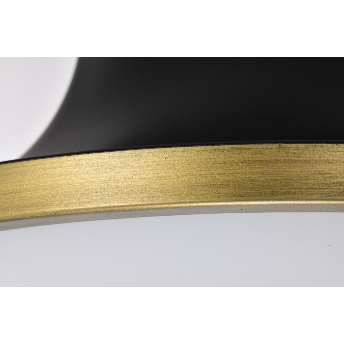 Satco Nuvo Lafayette 1 Flush Mount Fixture, 14/18-Inch, 60W, 120V, Matte Black/Gray With Natural Brass Accents - White Opal Glass Lense - Cheap-Us