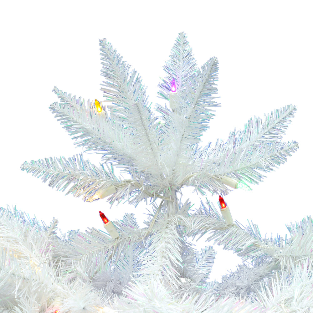 Vickerman 7.5' Sparkle White Spruce Pencil Artificial Christmas Tree Multi-Colored LED Lights - Cheap-Us