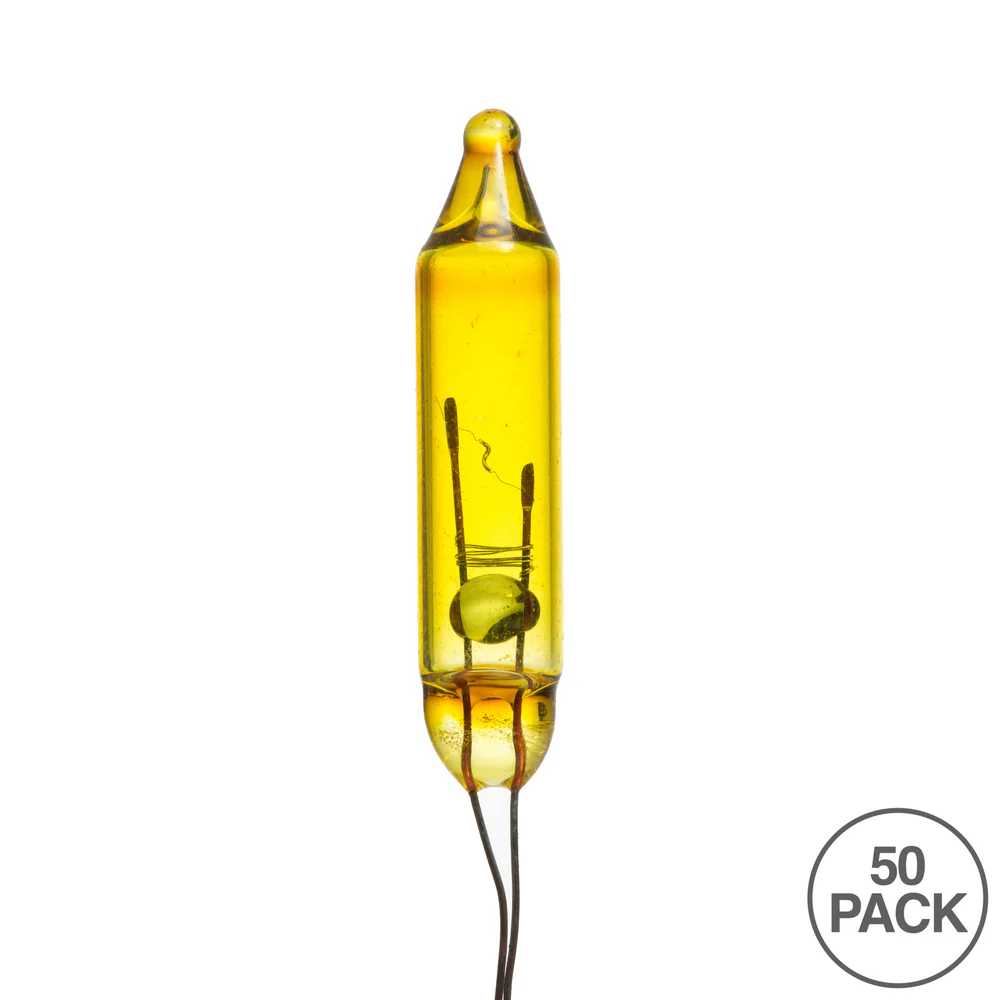 Vickerman Yellow Glass Incandescent Mini Bulb with Pinched Base 2.5 Volt 170mA 50 per bag - Cheap-Us