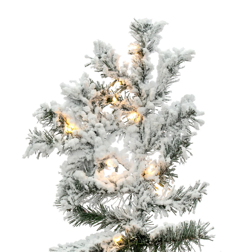 Vickerman 6.5' Flocked Alaskan Pine Artificial Christmas Tree Pure White Single Mold LED  lights - Cheap-Us