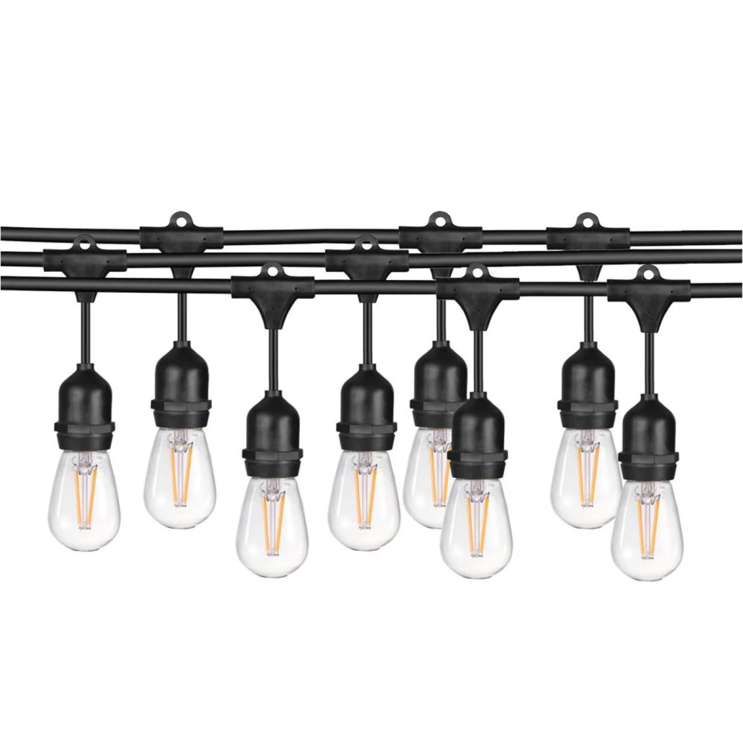 Sunlite 80571 24ft Outdoor String Lights, 1.5W Commercial Grade, Waterproof, Connectable Strands, UL Listed, 7 Hanging Sockets, Shatterproof LED Edison Bulbs Included, 2700K Warm White - Cheap-Us