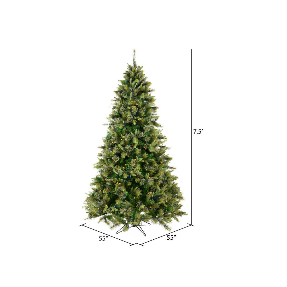 Vickerman 7.5' Cashmere Pine Artificial Christmas Tree Multi-Colored Dura-Lit® LED Lights - Cheap-Us