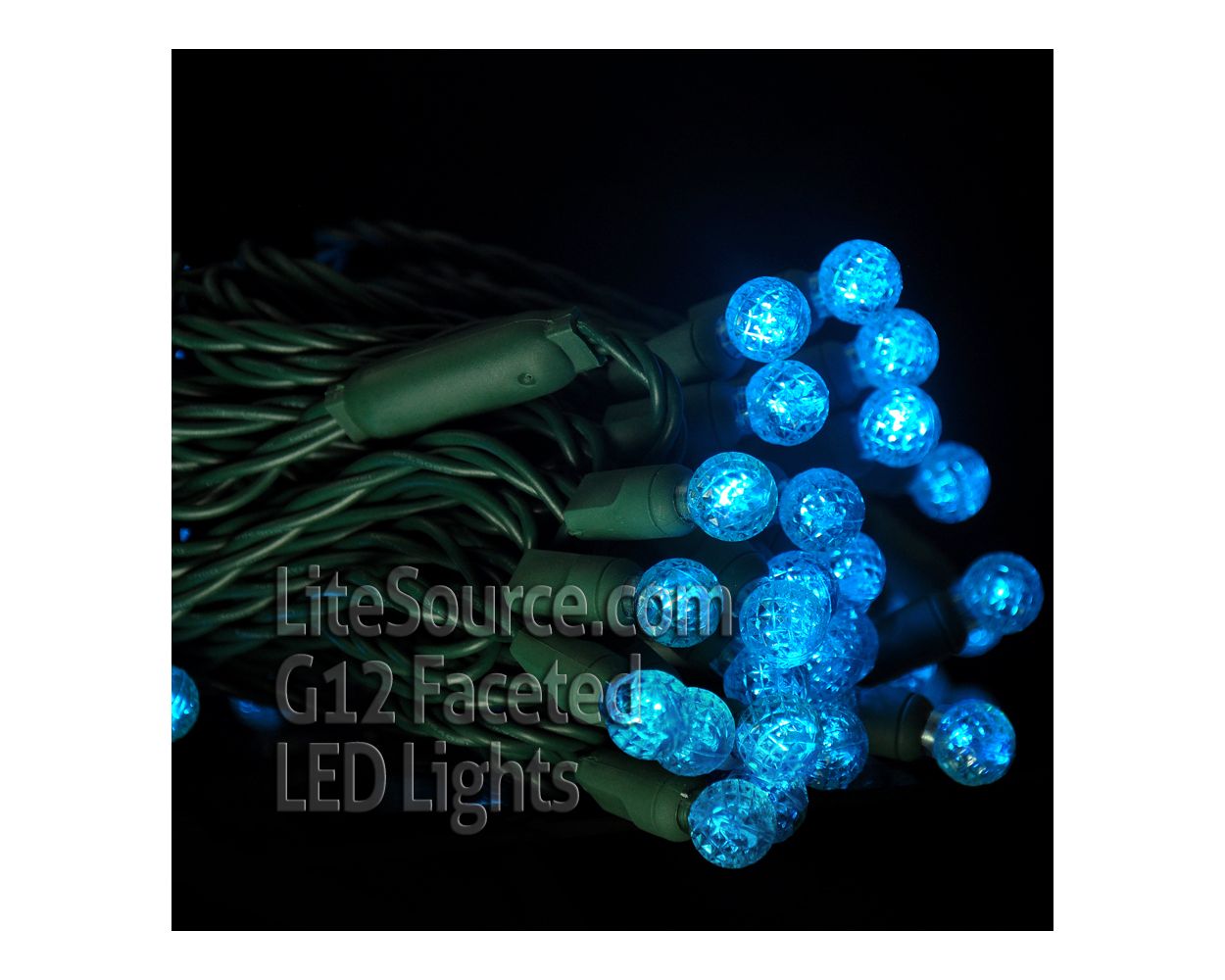 70-LIGHT RECTIFIED G12 LED LIGHT SET; TEAL BULBS; GREEN WIRE, Approx. 24' Long - Cheap-Us