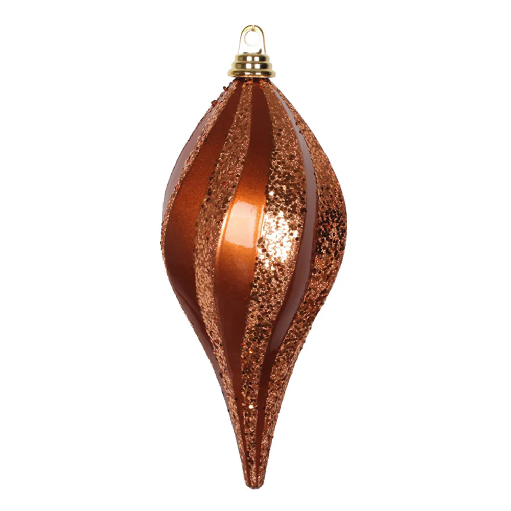 Vickerman 12'' Copper Glitter Swirl Drop Christmas Ornament - Cheap-Us