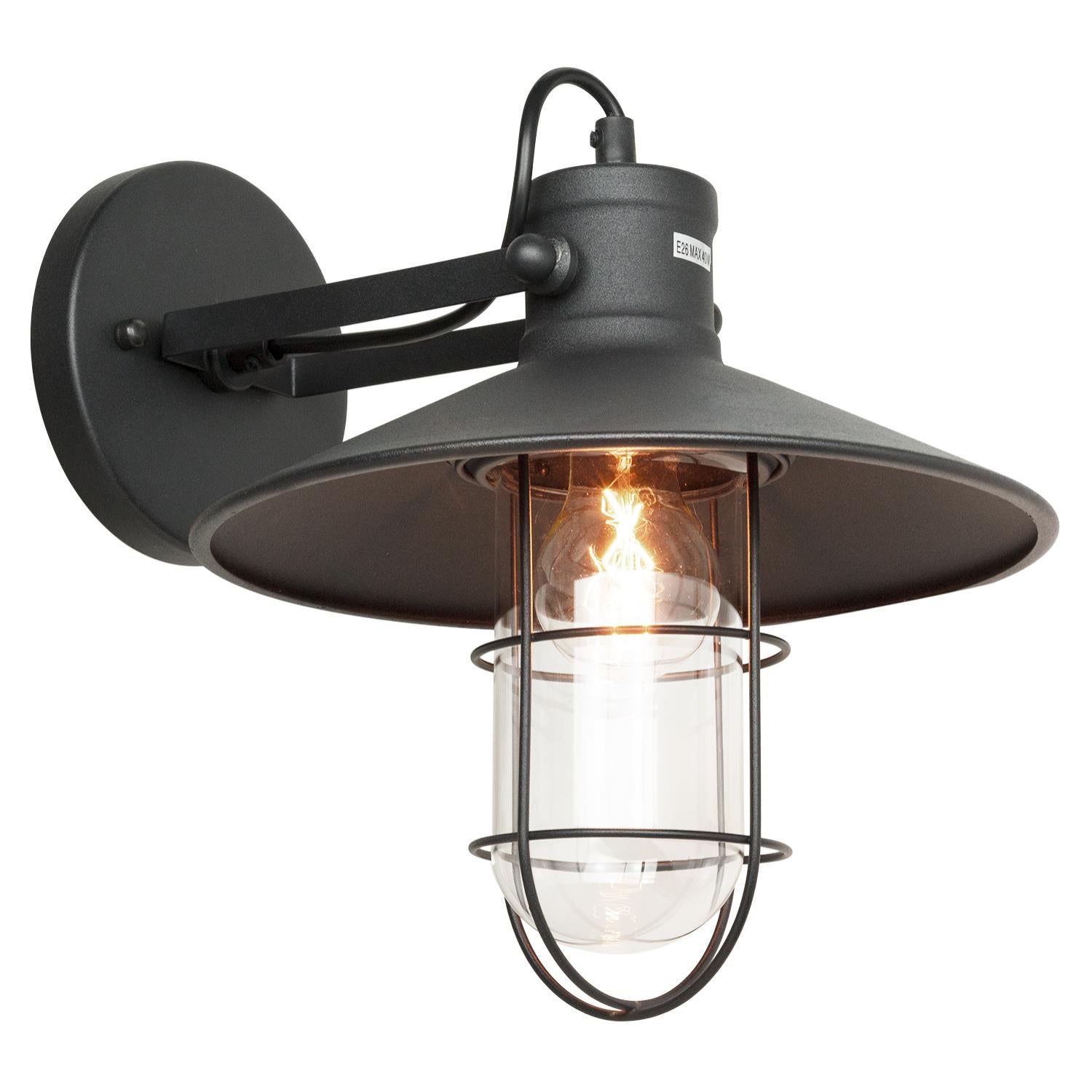 Sunlite Canopy Cage Wall Sconce Vintage Antique Style Fixture, Matte Black Finish - Cheap-Us