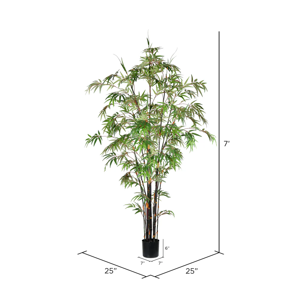 Vickerman 7' Artificial Potted Black Japanese Bamboo Tree. - Cheap-Us